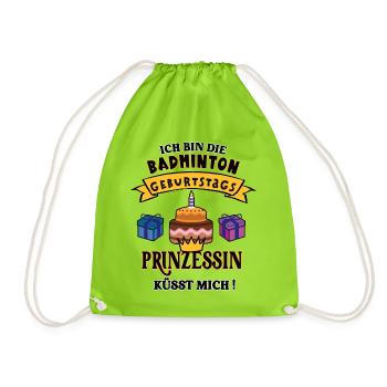 Badmintonerin Geburtstag Badmintonspielerin Geb - Turnbeutel - Neongrün - Vorne