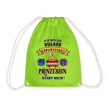 Billard Spielerin Geburtstag Billardspielerin Geb - Turnbeutel - Neongrün - Vorne