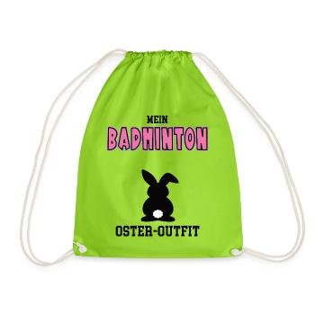 Badminton Oster Outfit Ostergeschenk Badmintonerin - Turnbeutel - Neongrün - Vorne