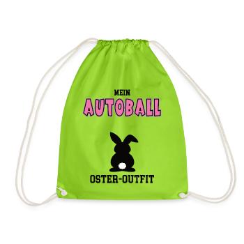 Autoball Oster Outfit Ostergeschenk Autoballerin - Turnbeutel - Neongrün - Vorne