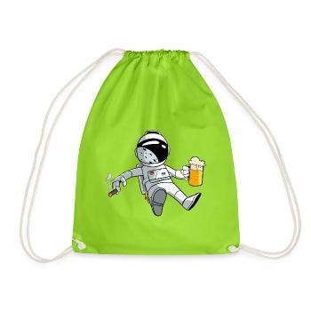 Lustige Astronaut mit Bier - Turnbeutel - Neongrün - Vorne