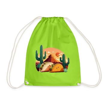 Taco Nachos Mexiko Essen vintage - Turnbeutel - Neongrün - Vorne