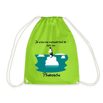 Je m'en fou aujourd'hui je suis un pingouin ! - Sac de sport léger - vert néon - Devant