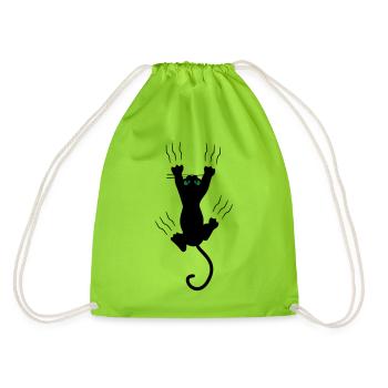 Katze - Turnbeutel - Neongrün - Hinten