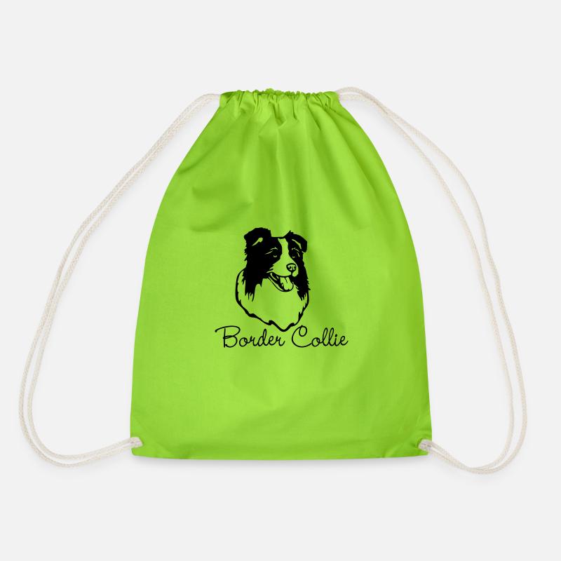 bordercollie01 - Drawstring Bag - neon green