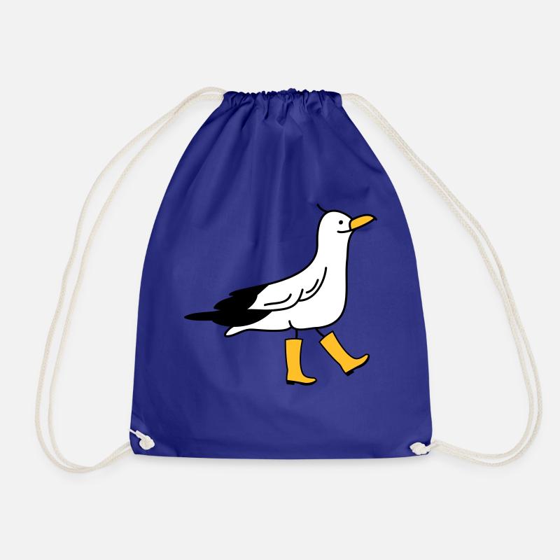 Funny seagull with rubber boots - Drawstring Bag - royal blue