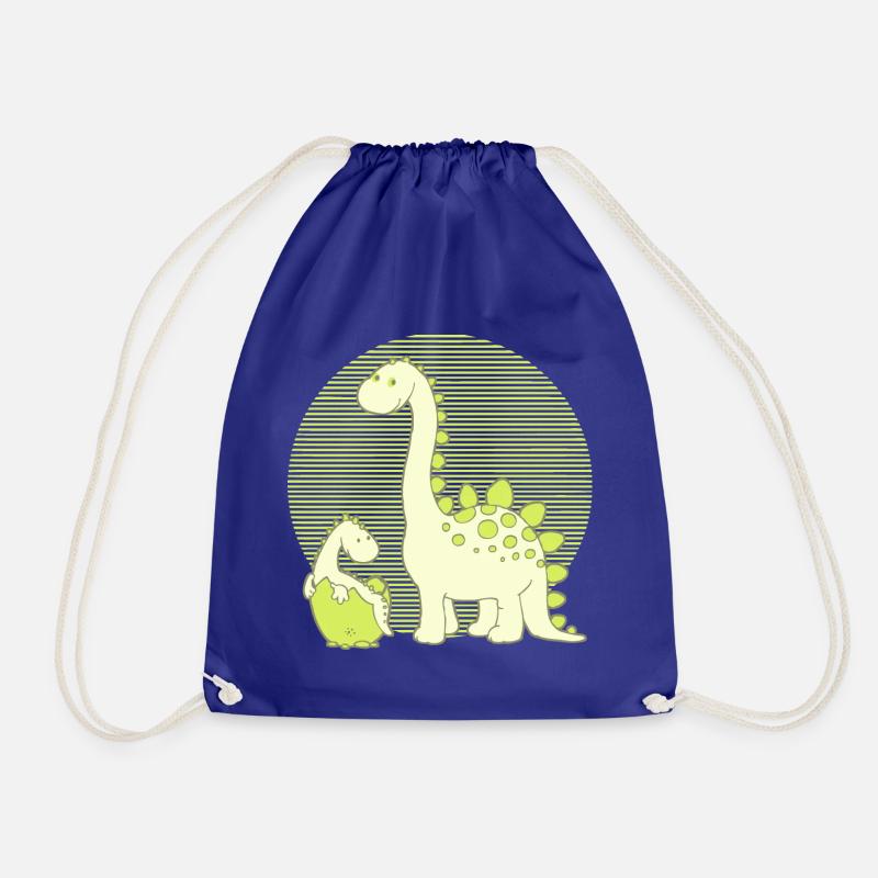 Dinosaur Mom with Hatching Egg - Drawstring Bag - royal blue