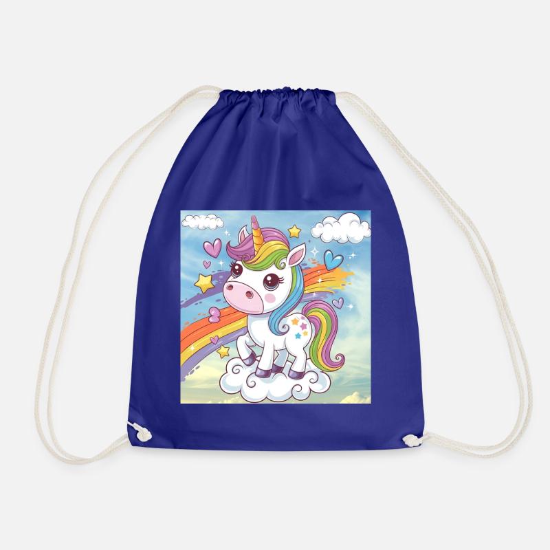 Rainbow Unicorn - Drawstring Bag - royal blue