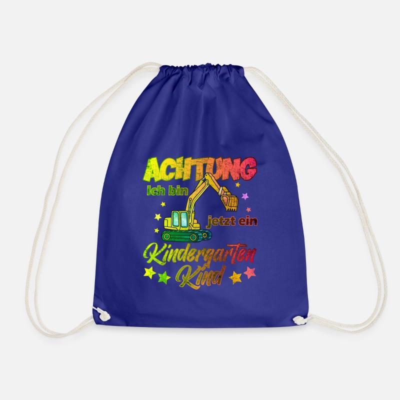Kindergarten Kind Junge Geschenk Bagger - Turnbeutel - Königsblau
