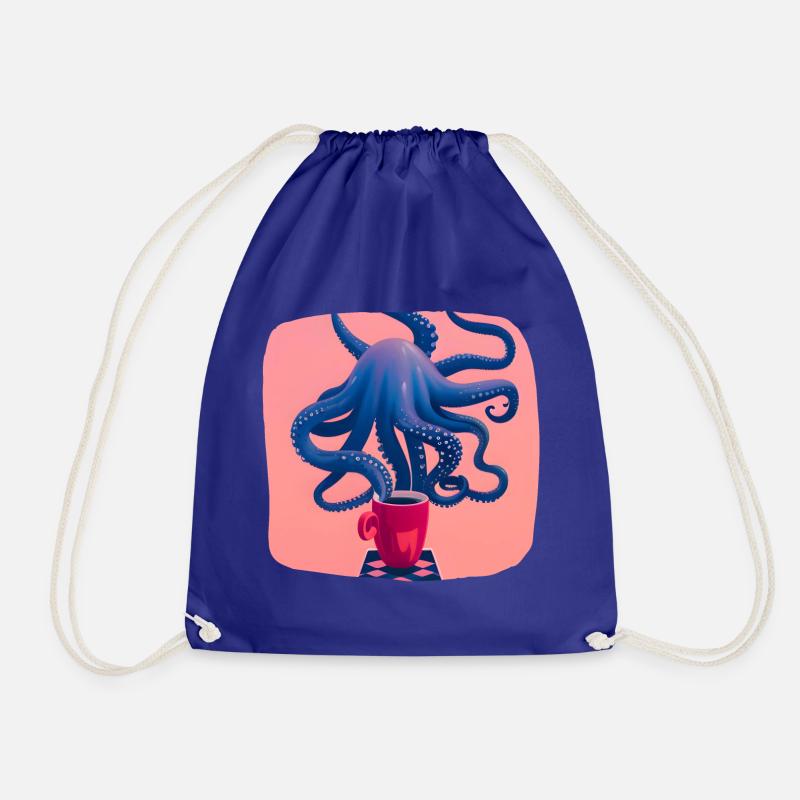 Blauer Oktopus mit Kaffee - Turnbeutel - Königsblau