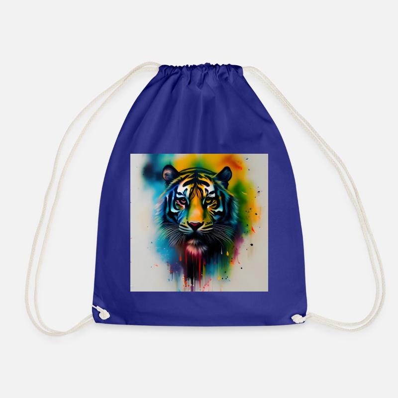 Tiger Splash Art, Bunt, - Turnbeutel - Königsblau