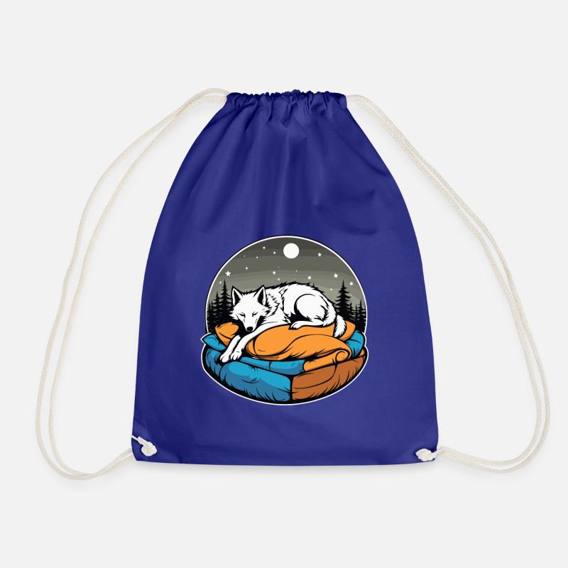 Sleeping Wolf Illustration - Drawstring Bag - royal blue