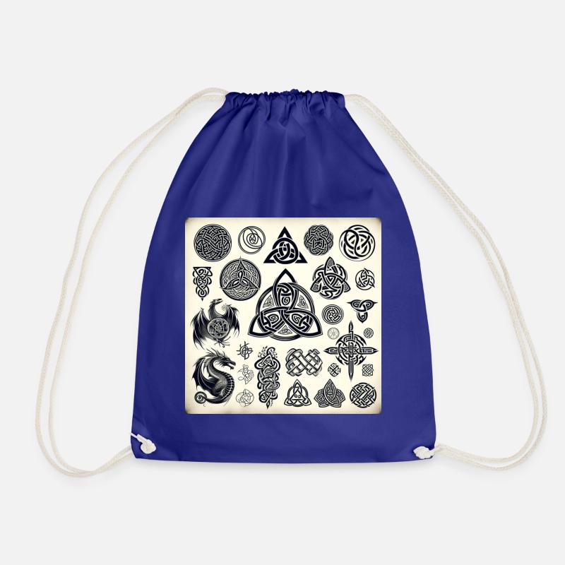 Celtic Symbols - Drawstring Bag - royal blue