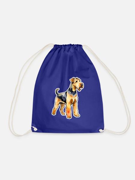 Airedale Terrier Wasserfarben - Turnbeutel - Königsblau