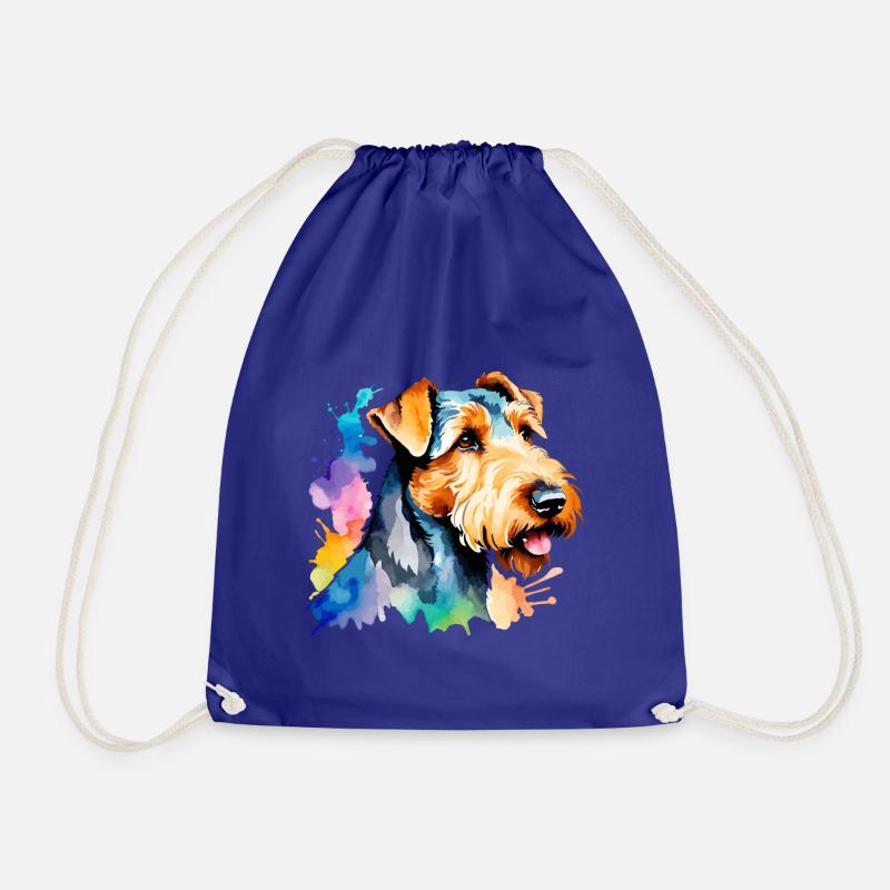 Airedale Terrier Wasserfarben - Turnbeutel - Königsblau