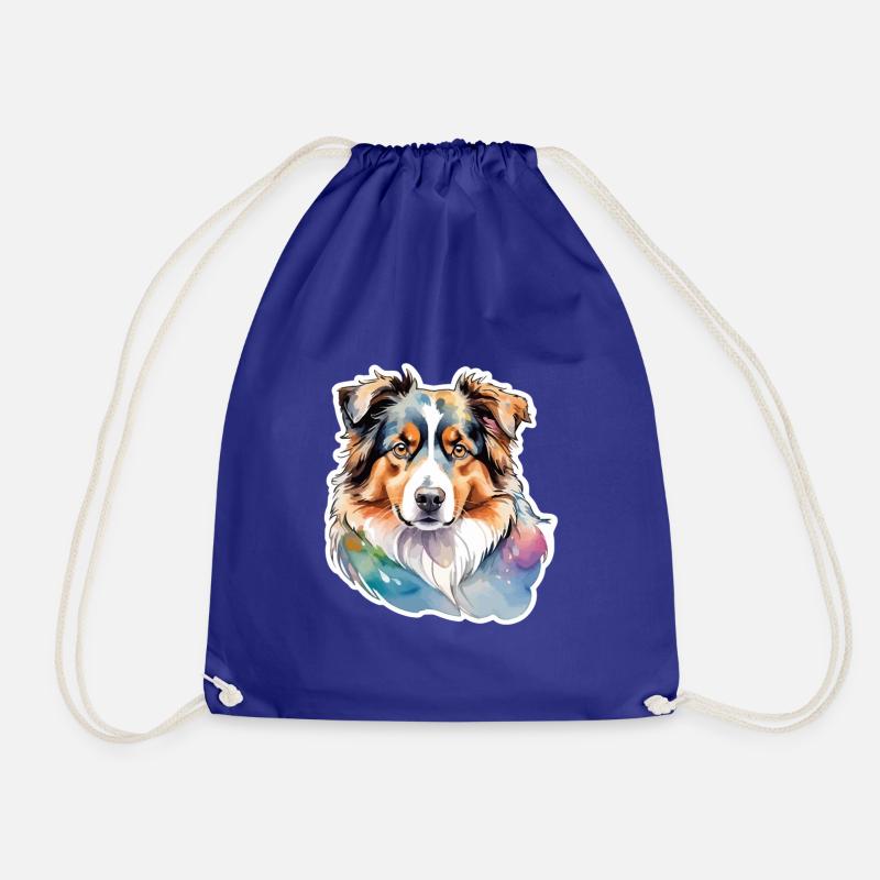 Australian Shepherd Wasserfarben - Turnbeutel - Königsblau