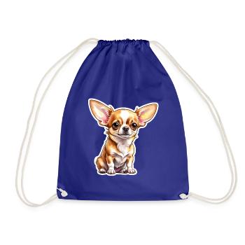 Chihuahua Watercolors - Drawstring Bag - royal blue - Front