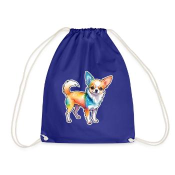 Chihuahua Watercolors - Drawstring Bag - royal blue - Front
