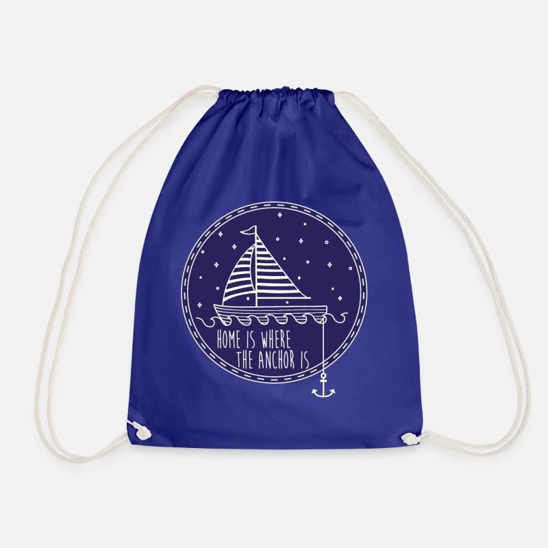 sailboat - Drawstring Bag - royal blue