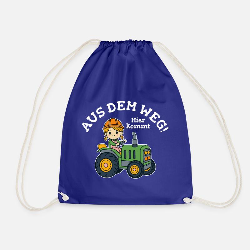 Traktor Mädchen Personalisierbar - Turnbeutel - Königsblau