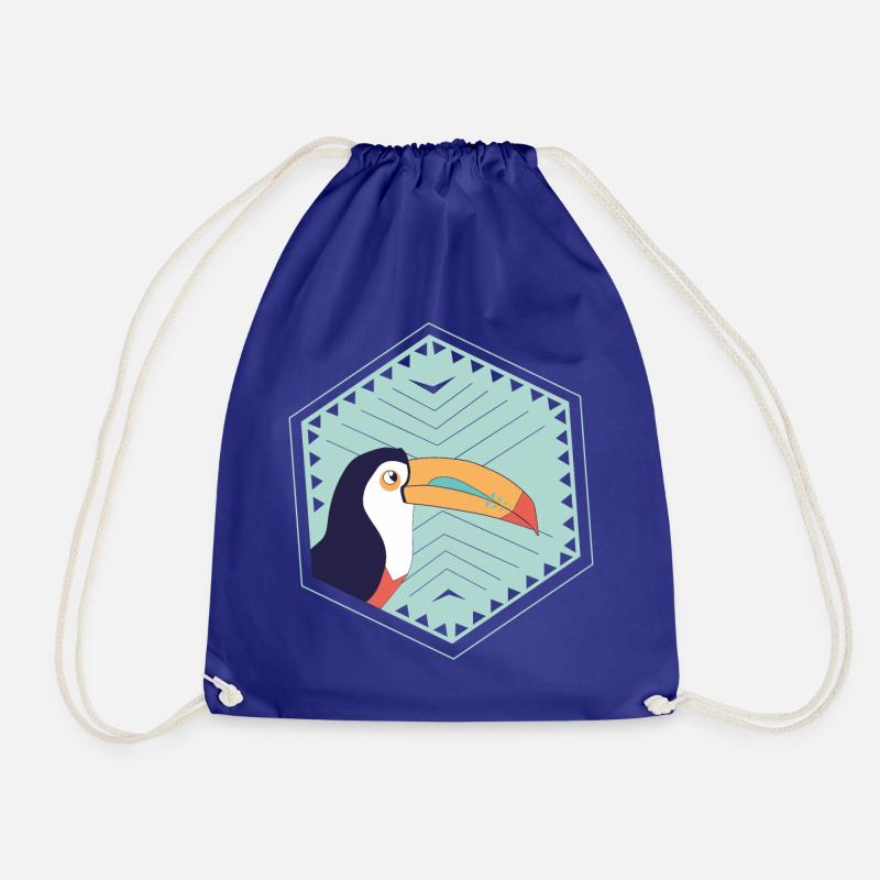 Colorful toucan - turquoise - Drawstring Bag - royal blue