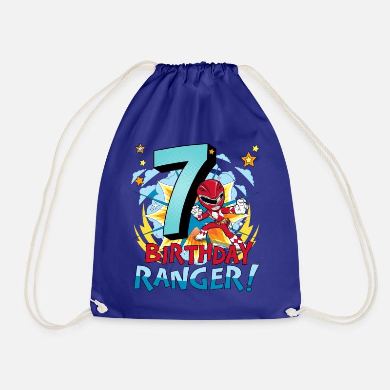 Power Rangers Geburtstags-Design 7 Jahre - Turnbeutel - Königsblau
