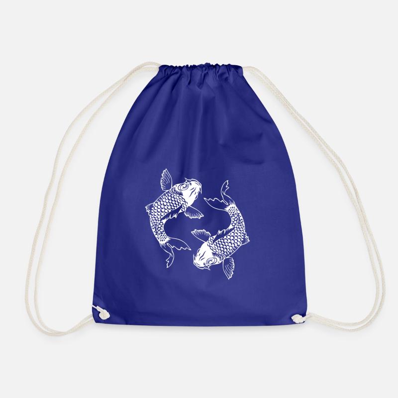 Carp Koi White - Drawstring Bag - royal blue