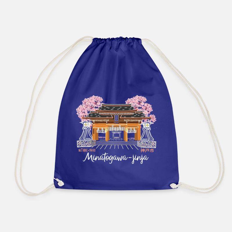 Kobe, Japan, Minatogawa-jinja, Kansai, Drawing - Drawstring Bag - royal blue