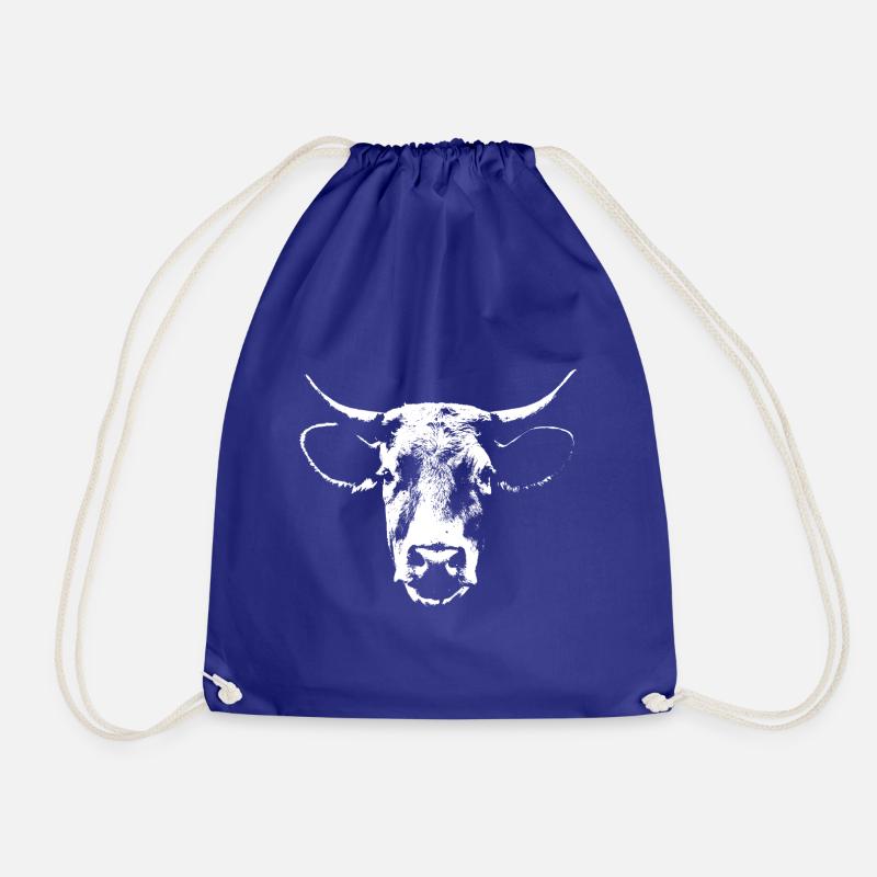 Cow / Cow / Cattle / Portrait / Head - Drawstring Bag - royal blue