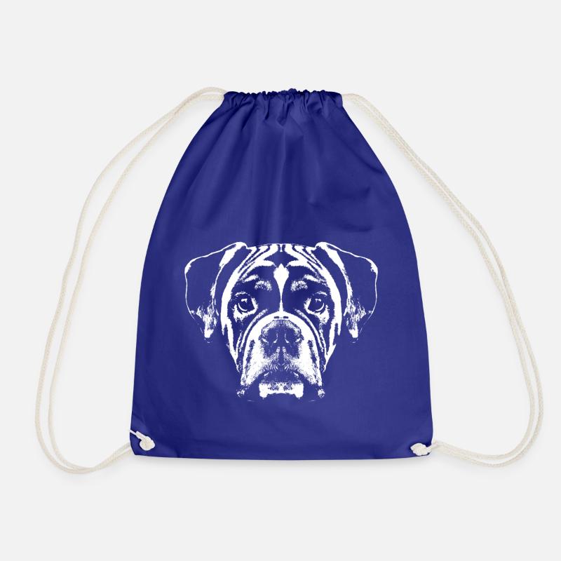 Boxer / Kopf / Hund / Grafik / weiß - Turnbeutel - Königsblau