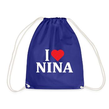 T-Shirt I love Nina T-Shirt Geschenkidee - Turnbeutel - Königsblau - Vorne