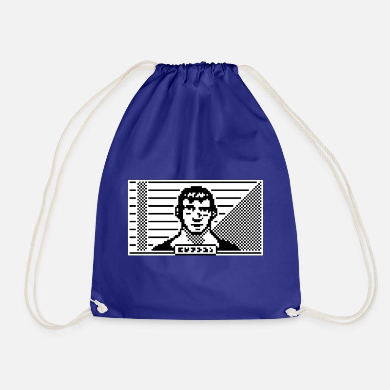 8bit portrait - Drawstring Bag - royal blue