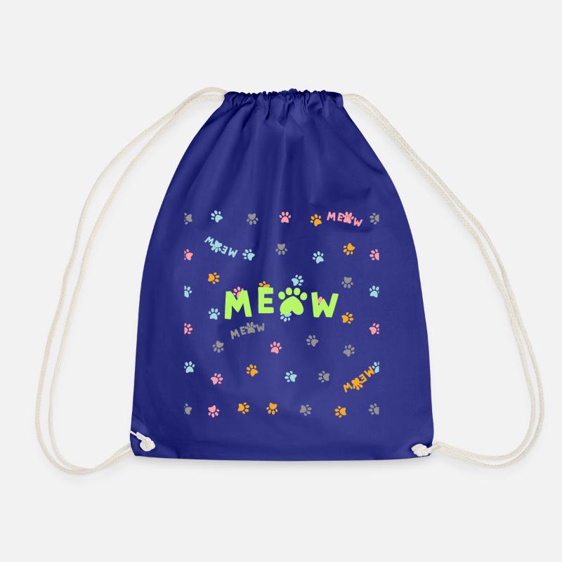 Meow color paws pattern - Drawstring Bag - royal blue