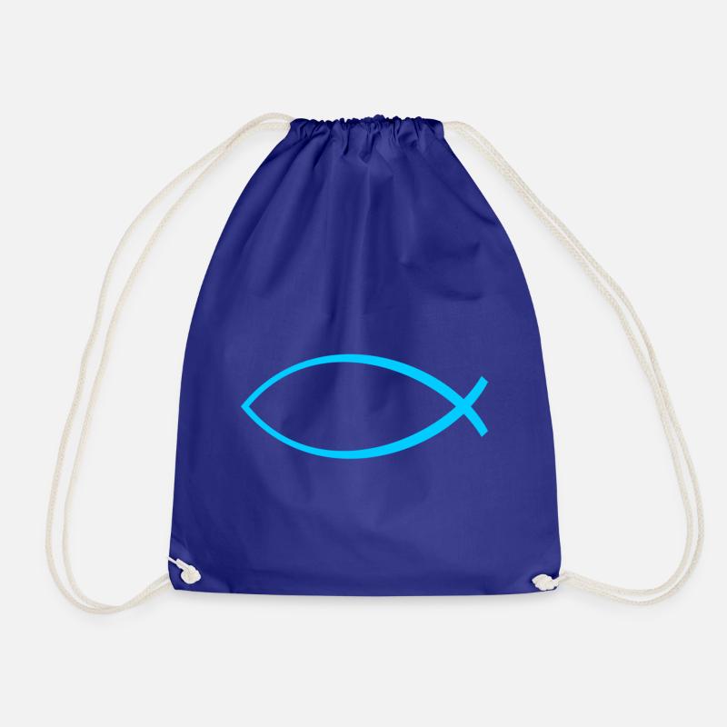 Ichtus fish light blue - Drawstring Bag - royal blue