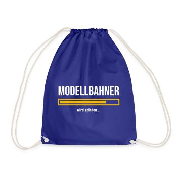 Modellbahn Modellbahner Geschenk wird geladen - Turnbeutel - Königsblau - Vorne