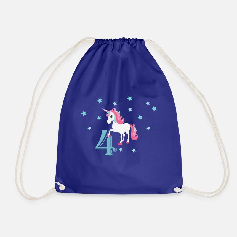Geburtstagsshirt 4 Jahre Einhorn Mädchen Geschenk - Turnbeutel - Königsblau