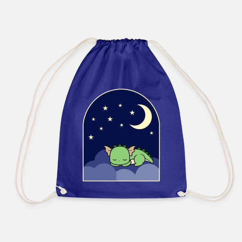 Green Dragon sleeping - Drawstring Bag - royal blue