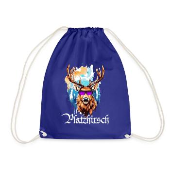 Platzhirsch JGA Tracht Lederhosn wandern Geweih - Turnbeutel - Königsblau - Vorne