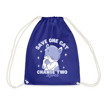 Save One Cat Change Two Lives - Drawstring Bag - royal blue - Front