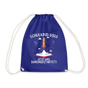 Schulkind 2022 Rakete Einschulung 1. Klasse Kind - Turnbeutel - Königsblau - Vorne