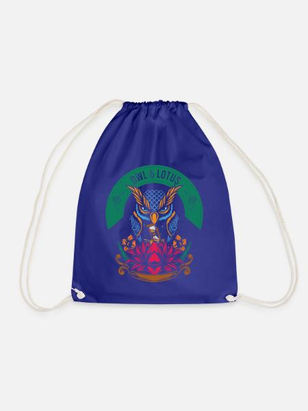 Lotus Eule Garten Geschenk - Turnbeutel - Königsblau