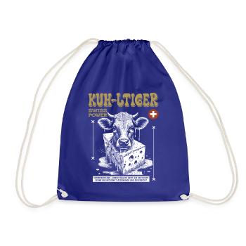 Schweizer Käse Shirt: Kuh, Genuss & Heimatgefühl - Turnbeutel - Königsblau - Vorne