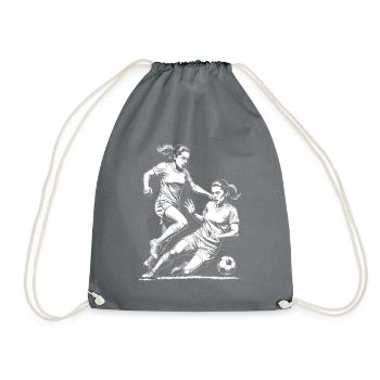 Duell im Fußball! Fußballerin Trainingsshirt. - Turnbeutel - Grau - Vorne