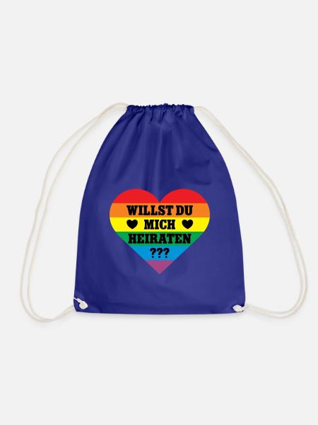 Willst Du Mich Heiraten Regenbogen Hochzeit Antrag - Turnbeutel - Königsblau