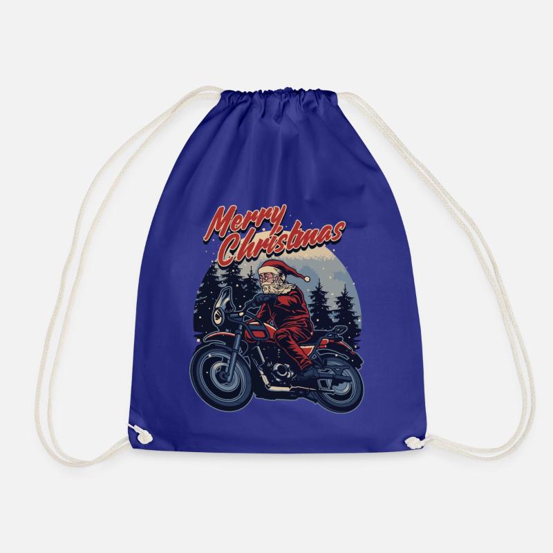 Motorcycle Santa Claus gift - Drawstring Bag - royal blue