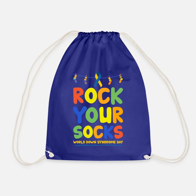 Down syndrome sock gift - Drawstring Bag - royal blue