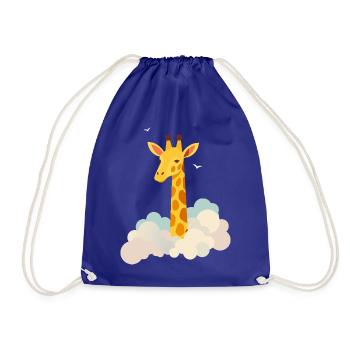 Gentle giraffe above the clouds – Dreamlike motif - Drawstring Bag - royal blue - Front