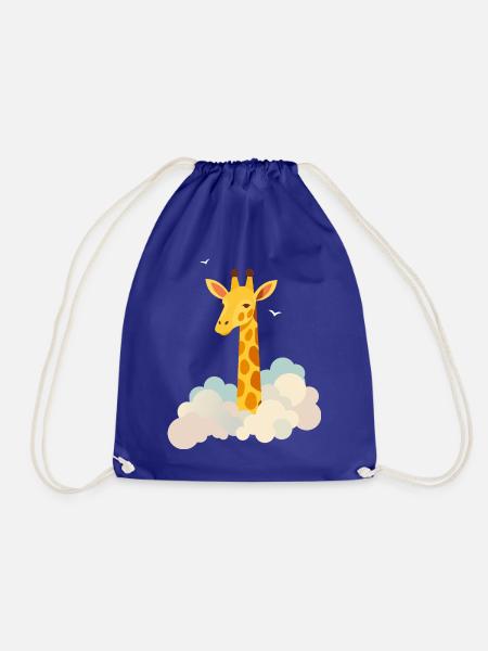 Gentle giraffe above the clouds – Dreamlike motif - Drawstring Bag - royal blue