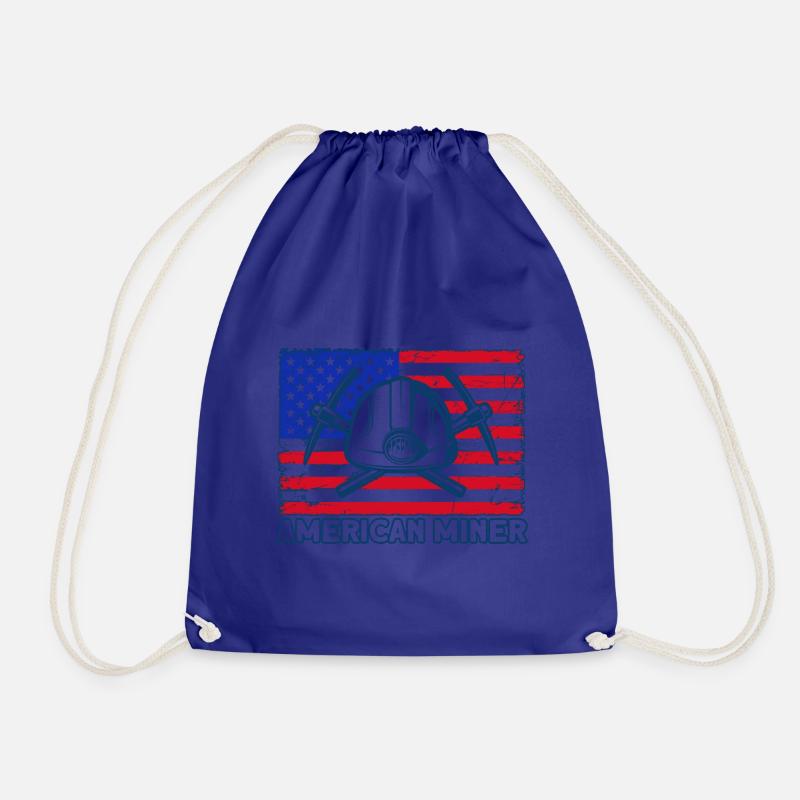 Coal miner Miners underground Mining - Drawstring Bag - royal blue