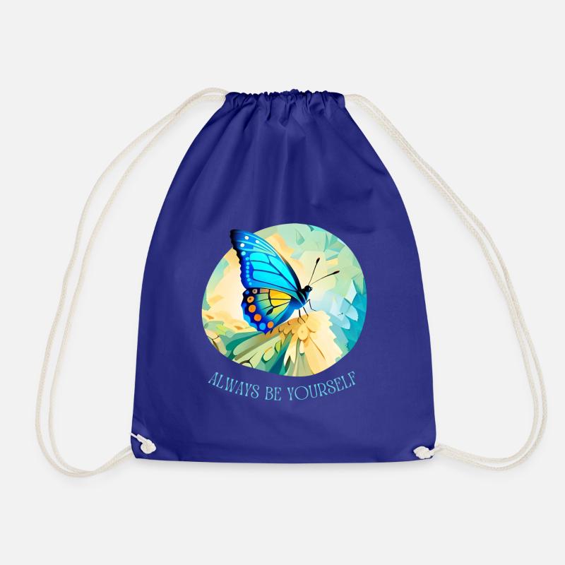 Butterflies pattern - Drawstring Bag - royal blue